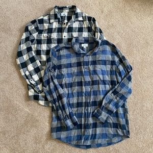 Mens Flannel Plaid Button Up Shirts Bundle Size Large